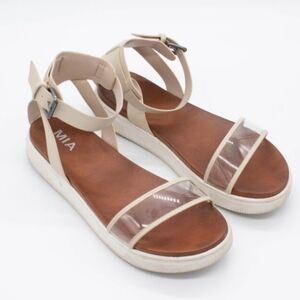 MIA Shoes Women's Michell Blush Leather Ankle Strap Sandals 9.5